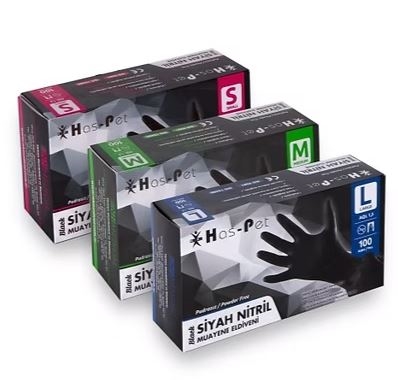 Eldiven Siyah Pudrasız Nitril Large 1 Paket 100 Adet