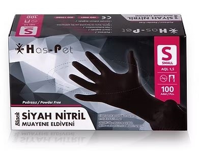 Eldiven Siyah Pudrasız Nitril Small 1 Paket 100 Adet