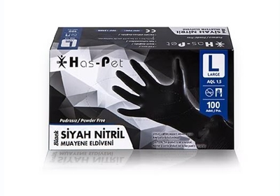 Eldiven Siyah Pudrasız Nitril Large 1 Paket 100 Adet