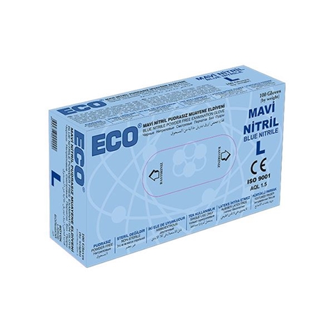 Eldiven Mavi Pudrasız Nitril Medium 1 Paket 100 Adet